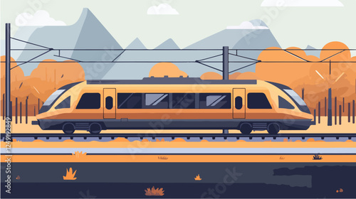 Illustration of a modern high-speed train. Railway travel. Railroad.