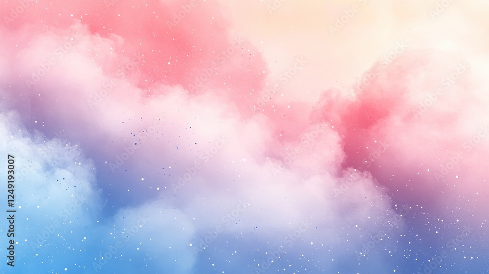 Fototapeta premium Pastel cloudscape, dreamy sky, soft light, pink blue hues, background