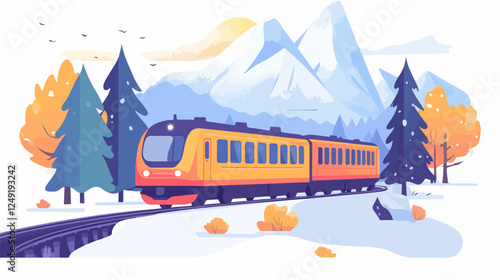 Illustration of a modern high-speed train. Railway travel. Railroad.