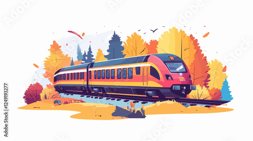 Illustration of a modern high-speed train. Railway travel. Railroad.