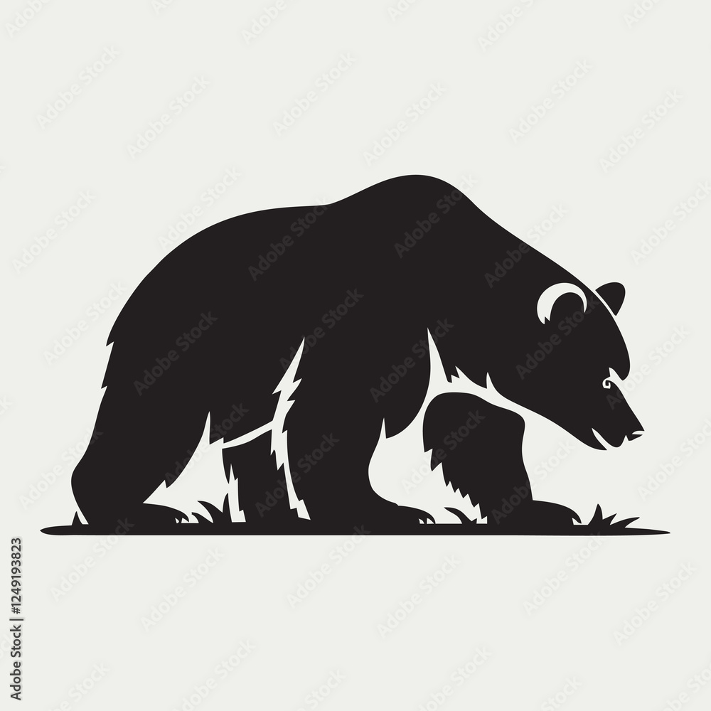Fototapeta premium Bear Silhouette Vector Draw Animal