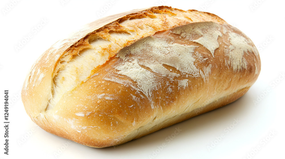 A golden-brown loaf of freshly baked bread sits on a white surface, displaying its crispy crust and airy interior. A golden-brown loaf of freshly baked bread sits on a white surface, displaying its crispy crust and airy interior.