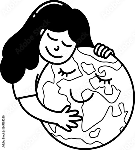 Hand drawn earth day cartoon doodle outline