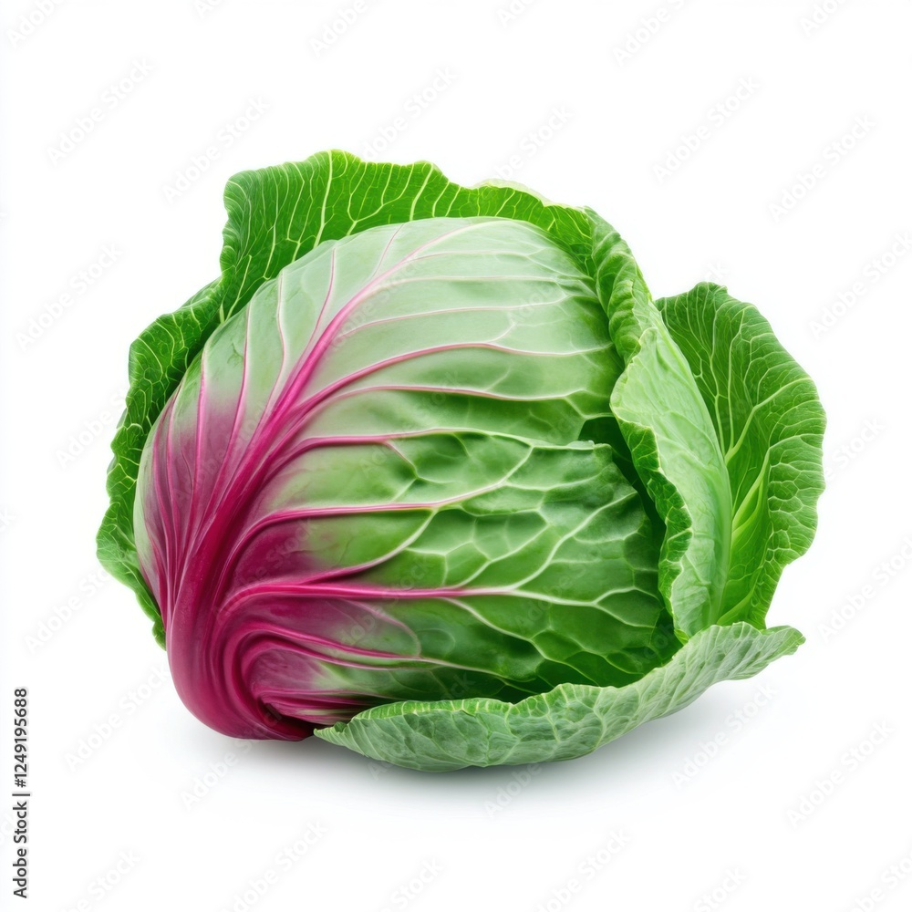 Fototapeta premium Fresh and Vibrant Whole Red Cabbage Isolated on White Background for Healthy Eating and Culinary Use