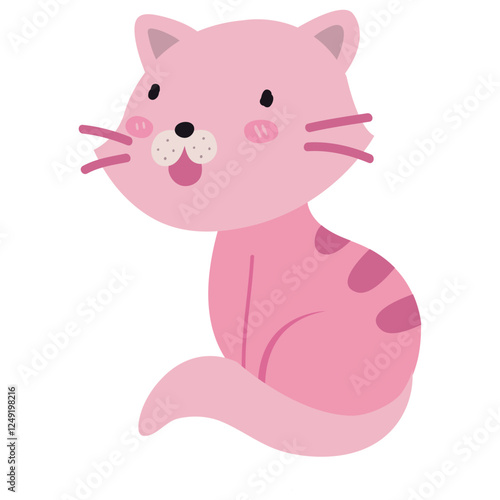 Vector illustration of a pink pig