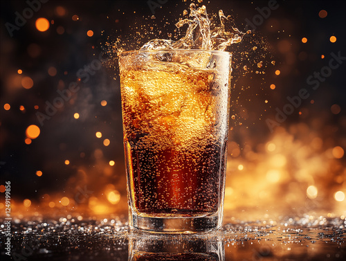 Food image: refreshing cola in a glass.