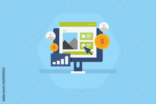 Cost Per Click, Pay per click, digital advertising, Ad analytics software, Advertising software, Ad spend, Ad budget concept.