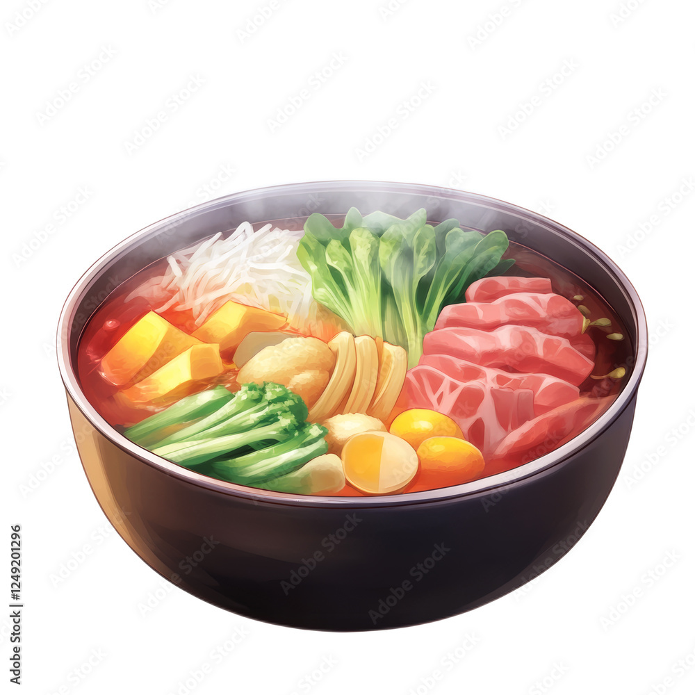 Steaming Hot Pot with Meat and Vegetables. Steaming Hot Pot with Meat and Vegetables.