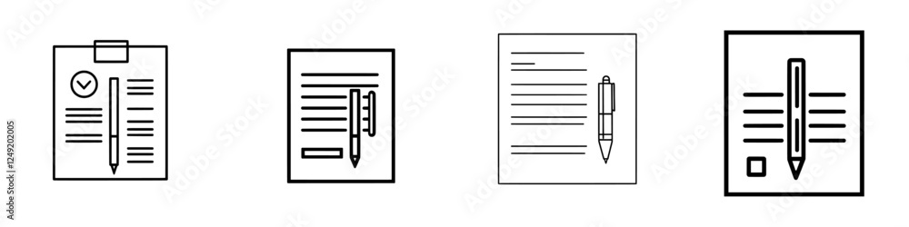 Pen signing a contract line art icon for business apps and websites Pen signing a contract line art icon for business apps and websites