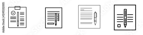 Pen signing a contract line art icon for business apps and websites
