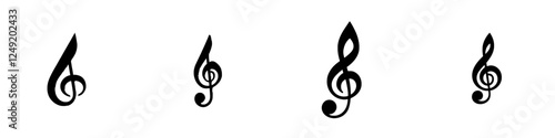 Music notes symbol. Musical key symbols. Contemporary icons on a white backdrop