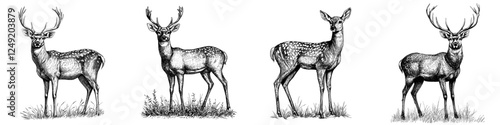 A hand-drawn deer sketch in a doodle style, perfect for hunting themes. Modern illustration design