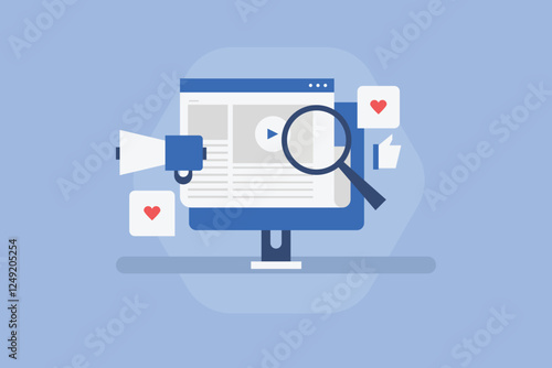 Online press release, Online article, Journal, New publication, Digital marketing, Press release, Blogging concept.
