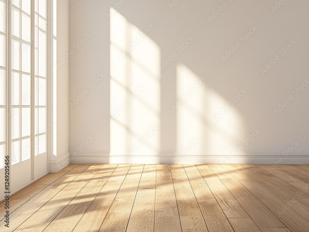 A bright, empty room with wooden floors, large windows, and sunlight streaming in, creating shadows on the floor and walls.
A bright, empty room with wooden floors, large windows, and sunlight streaming in, creating shadows on the floor and walls.