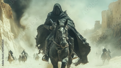 The Black Rider's Charge: A Dramatic Scene from a Fantasy Epic