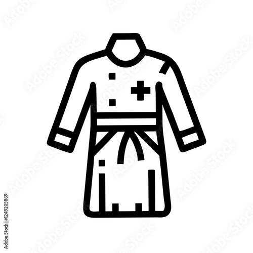 Medical gown outline icon on a white background