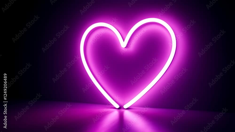 Neon sign of a glowing purple heart Neon sign of a glowing purple heart