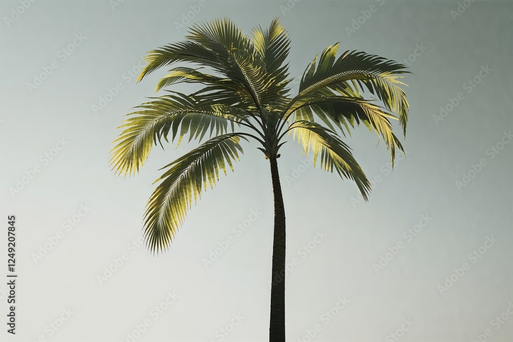 Obraz premium Elegant Isolated Palm Leaf Silhouette with Soft Airy Aesthetic