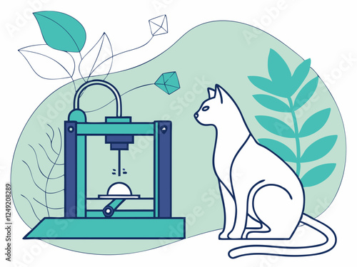 Futuristic 3D Printing for Animal Prosthetics – Vector Illustration