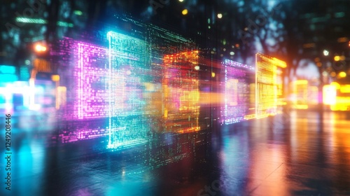 Wallpaper Mural Dynamic abstract light patterns in a vibrant urban environment at night Torontodigital.ca