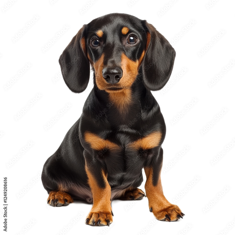 Adorable Black and Tan Dachshund Puppy Sitting Adorable Black and Tan Dachshund Puppy Sitting