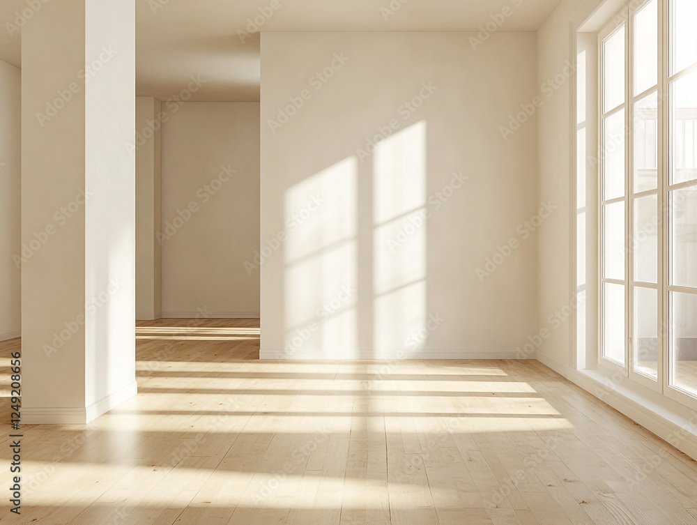 A bright, empty room with wooden floors, large windows, and sunlight streaming in, creating shadows on the floor and walls.
A bright, empty room with wooden floors, large windows, and sunlight streaming in, creating shadows on the floor and walls.