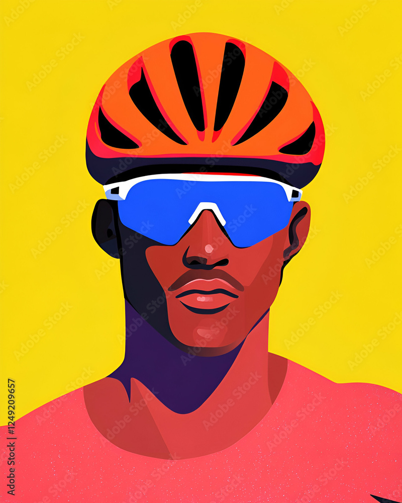 A vibrant illustration of a cyclist wearing a stylish helmet and sunglasses, showcasing the dynamic spirit of competitive cycling and the thrill of outdoor sports. A vibrant illustration of a cyclist wearing a stylish helmet and sunglasses, showcasing the dynamic spirit of competitive cycling and the thrill of outdoor sports.