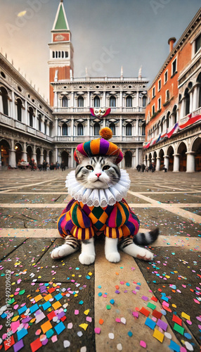 Gatto Arlecchino a Carnevale photo