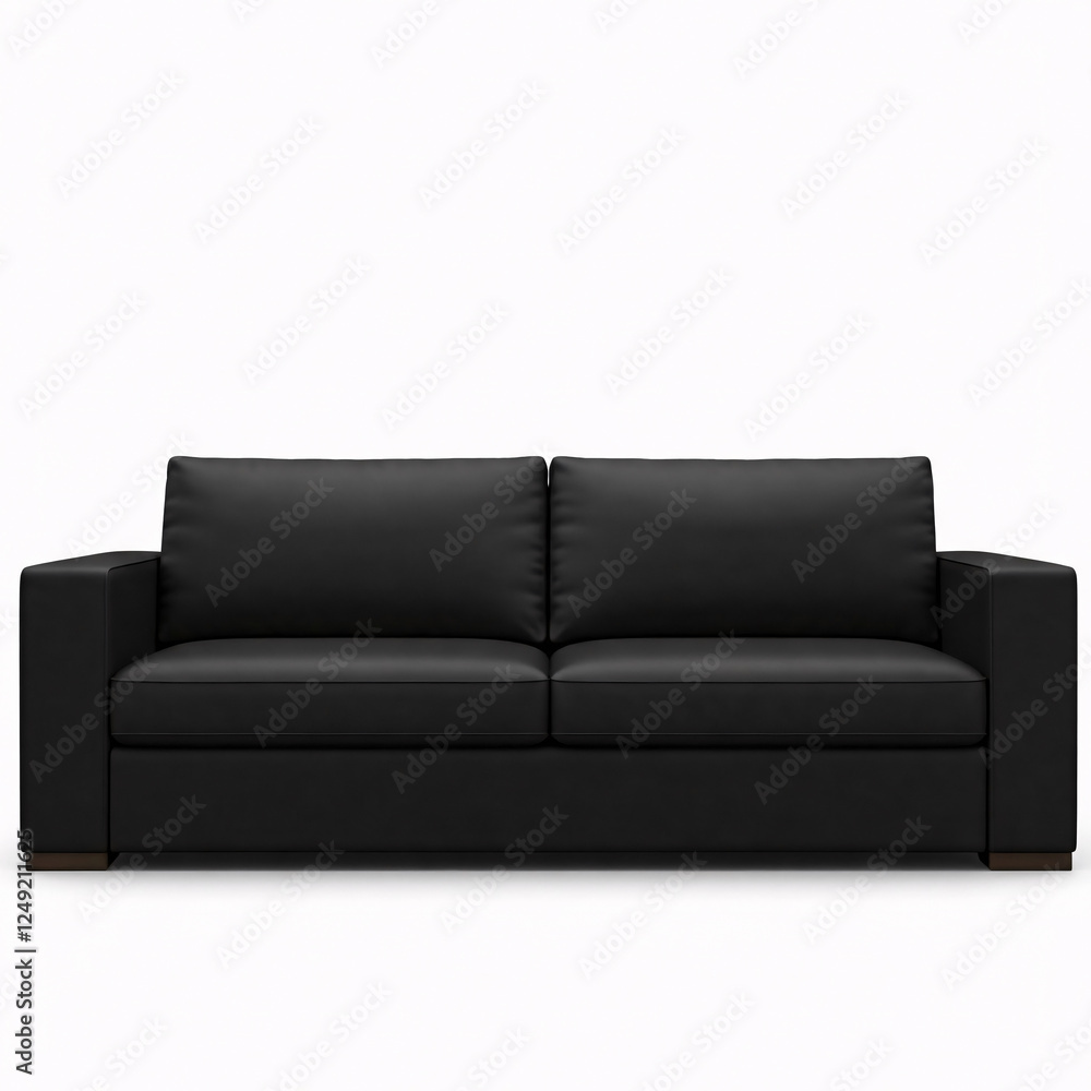 Black leather sofa isolated on white background. 3d render image. Black leather sofa isolated on white background. 3d render image.