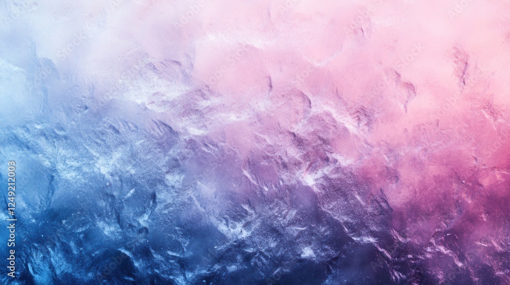 Obraz premium Abstract winter landscape, icy textures blending seamlessly into a pink and blue twilight sky, surreal and dreamy aesthetic