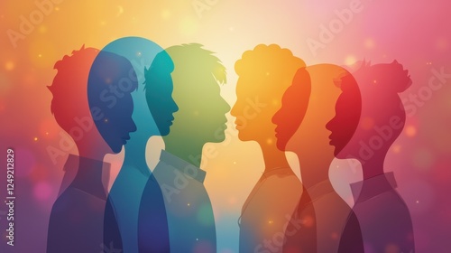 Colorful abstract representation of multiracial unity, symbolizing diversity and harmony in a minimal composition.
