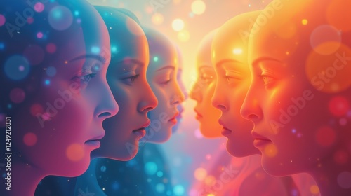 Colorful abstract representation of multiracial unity, symbolizing diversity and harmony in a minimal composition.
