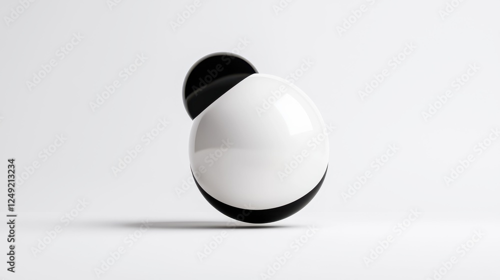 Floating Black And White Spheres On White Background Floating Black And White Spheres On White Background