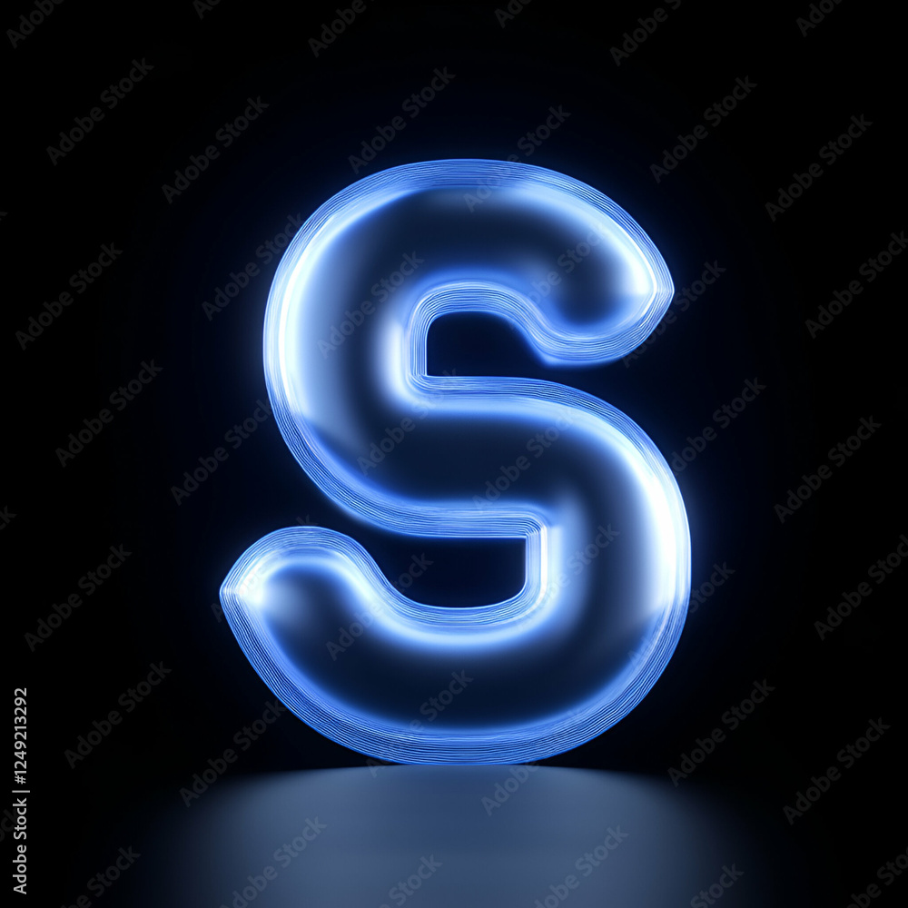 A glowing blue letter 'S' designed with a translucent effect, set against a dark background. This creative graphic element is perfect for modern branding or digital designs. A glowing blue letter 'S' designed with a translucent effect, set against a dark background. This creative graphic element is perfect for modern branding or digital designs.