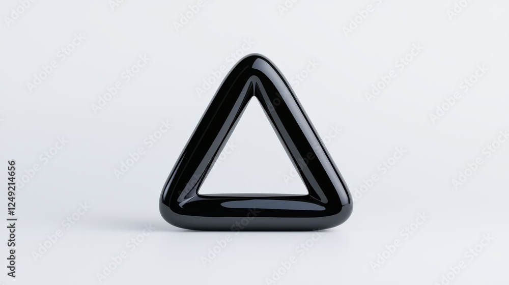 Glossy Black Triangle Design Object On White Background Glossy Black Triangle Design Object On White Background