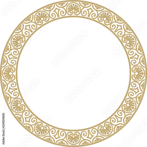 Vector gold round classic renaissance ornament. Circle, ring european border, revival style frame