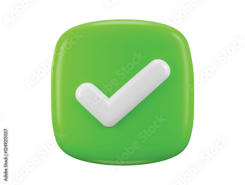 Green check mark icon 3d render concept of check list button, right, success, tick, accept, agree on application icon vector illustration