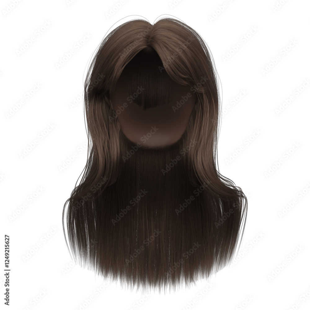 3d render brown medium hair with side bang isolated 3d render brown medium hair with side bang isolated