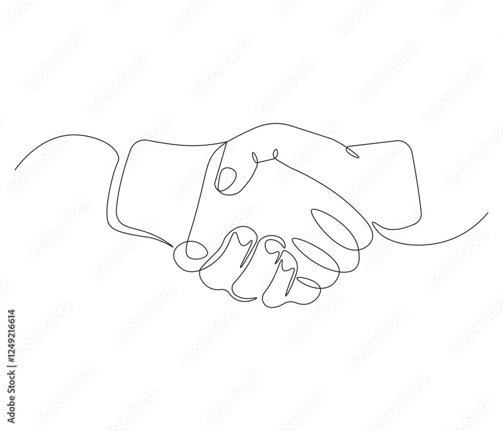 Continuous one line drawing of handshake. Single line drawing illustration of two businessman. Handshake concept vector art. Doodle line illustration. Continuous one line drawing of handshake. Single line drawing illustration of two businessman. Handshake concept vector art. Doodle line illustration.