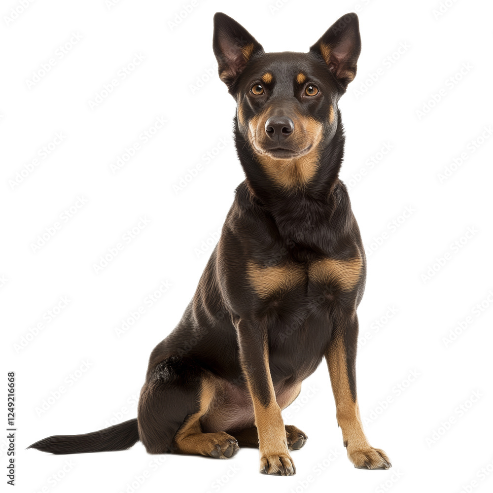 Australian Kelpie Dog Sitting on White Background Australian Kelpie Dog Sitting on White Background