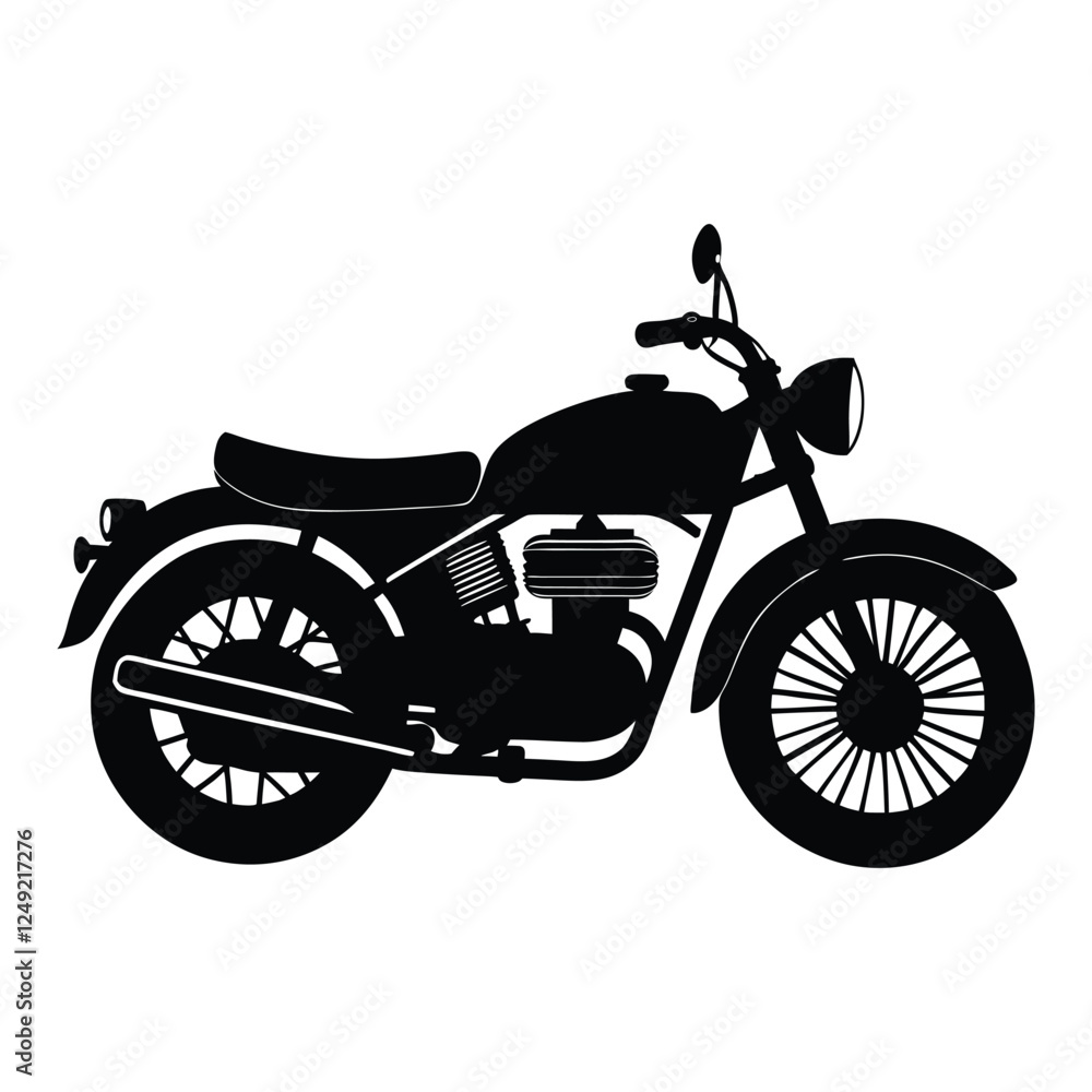 Obraz premium Vintage motorbike vector illustration silhouette on a white background.