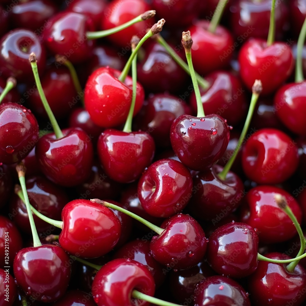 Background filled with the close-up details of ripe maroon cherries Background filled with the close-up details of ripe maroon cherries