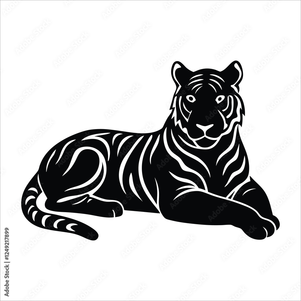 Fototapeta premium Royal Bangle Tiger vector illustration silhouette on a white background.