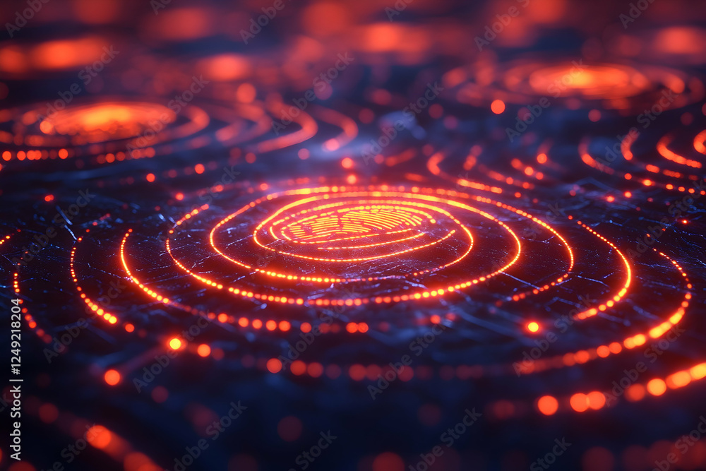 Abstract glowing circular patterns on a dark textured surface, ideal for technology or sci-fi backgrounds Abstract glowing circular patterns on a dark textured surface, ideal for technology or sci-fi backgrounds