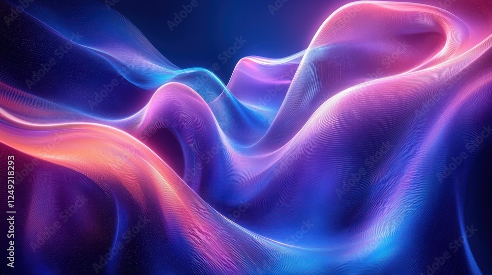 Fototapeta premium Abstract Wave-Like Background with Neon Blue and Purple Gradient for Modern Business