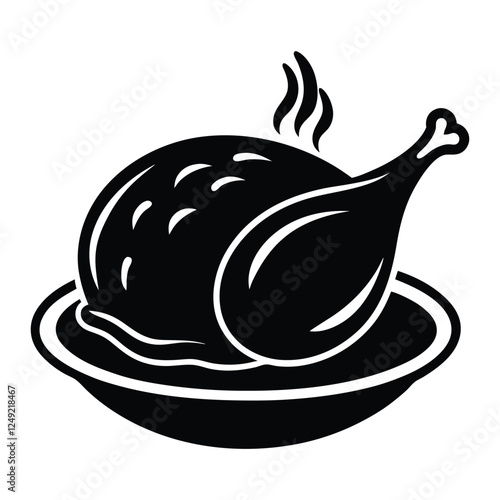 Grill chicken silhouette vector on a white background.