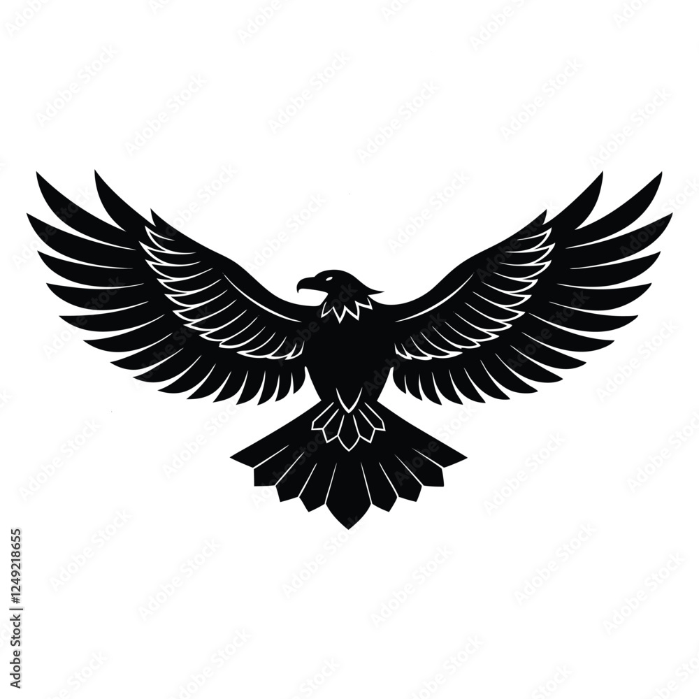 Obraz premium eagle in flight silhouette vector on a white background.
