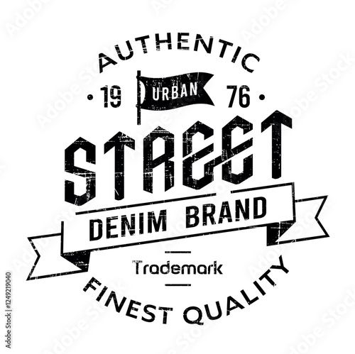 Emblem with lettering in basic and graphic style. Editable art for prints, decoration and other uses.