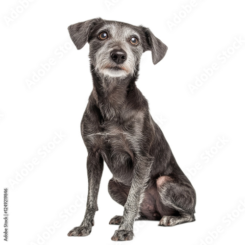Senior Grey Dog Sitting and Looking Up