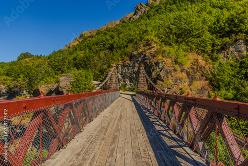 wooden bridge over the river (near Queenstown, New Zealand)